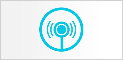Rundes türkises Symbol eines Littmann Stethoskop-Bruststücks zusammen mit Schallwellen.
