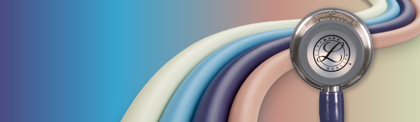 Banner Littmann Stethoskop -  Stethoskop vor blauem Hintergrund
